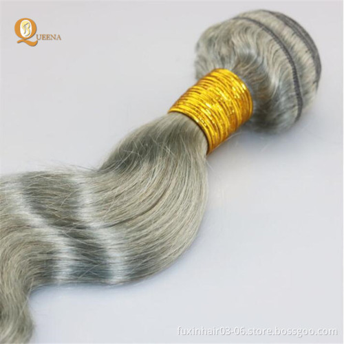 Human Hair Extensions Gray Weave 8A Garde Brazilian Hair WEAVING Non-remy Hair Grey Silky Straight Wave >=20% Double Drawn